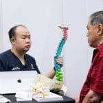 Yeo is sharing spinal health with his patient